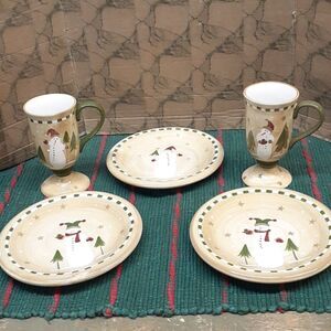 Sonoma Christmas life style-5 pc snowman set of Santa's milk and cookie for him.